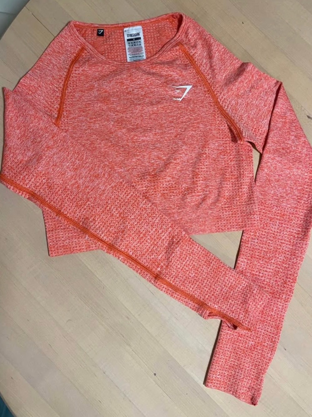 Gymshark Coral Heather Seamless Long Sleeve Crop Sweater